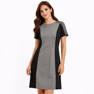 Women's LOFT Gray & Black Colorblock Short Sleeve Dress Size 14